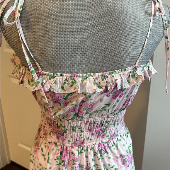 Floral Ruffle Midi Dress Tie-Strap Sundress in Light Pink size small - Picture 5 of 7